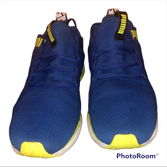 Blue/Lime/White Puma Enzo Kids  Repeat Cat Running Shoes Size 5.5 C - Picture 2 of 5